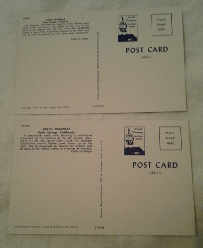 Vintage Set of 2 Palm Springs Aerial Tramway Photo Postcards - Unused - Picture 2 of 2