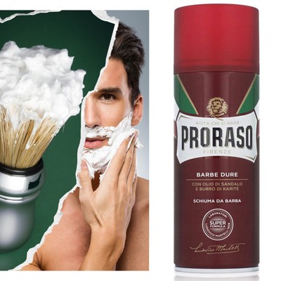 Proraso Barbe dure - Rasierschaum für harte Bärte mit Sandelholzöl 400ml