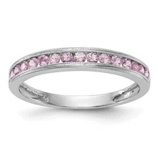 14k White Gold Pink Sapphire Wedding Band Ring Size 7