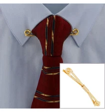 Ky & Co Gold Tone Twisted Wire Mens Collar Bar Clip 2 1/2" Made in USA