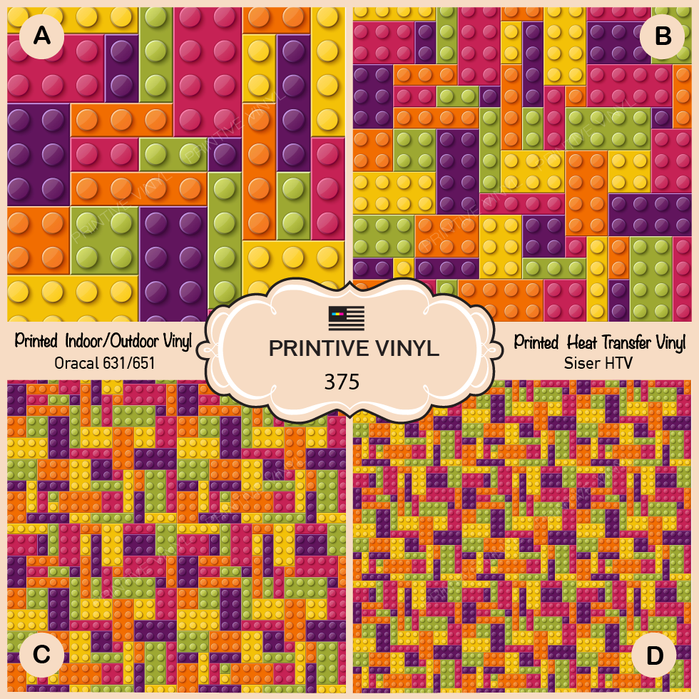 Kids Puzzle Block Toys Patterned Iron on Vinyl, Printed HTV, Adhesive Vinyl 375