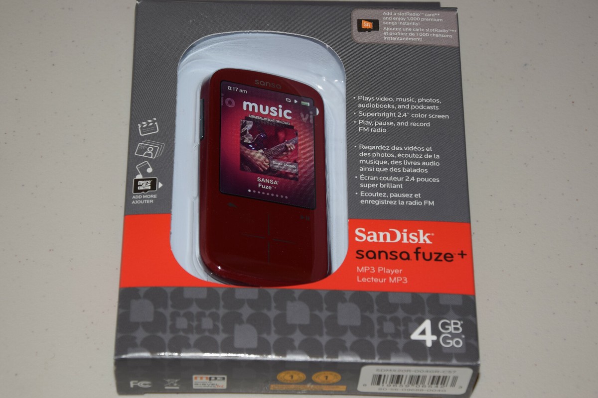 SanDisk Sansa Fuze+ Red ( 4 GB ) Digital Media Player for sale
