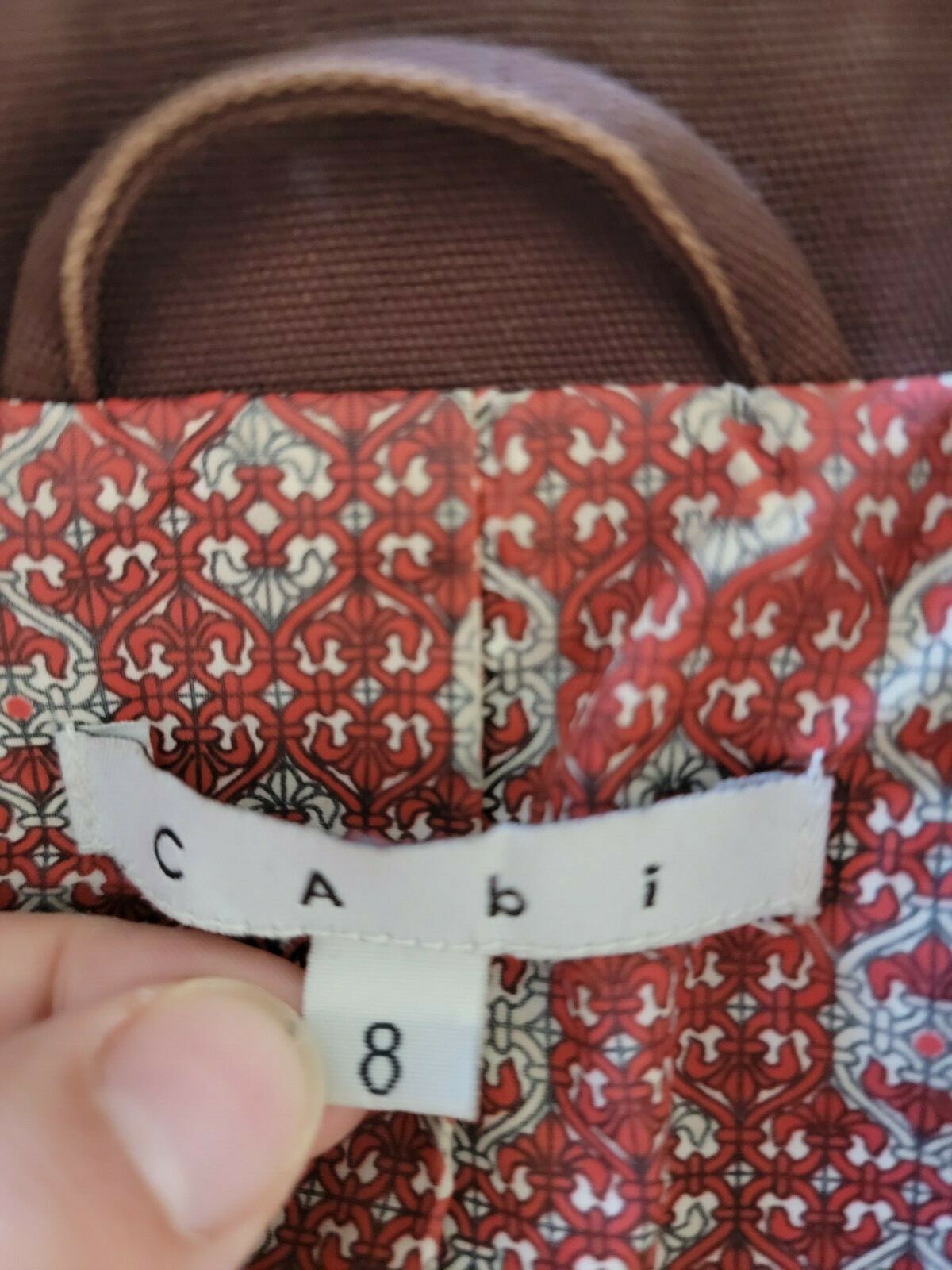 CAbi Solid Brown One Button Tie Back Collar Coat … - image 10