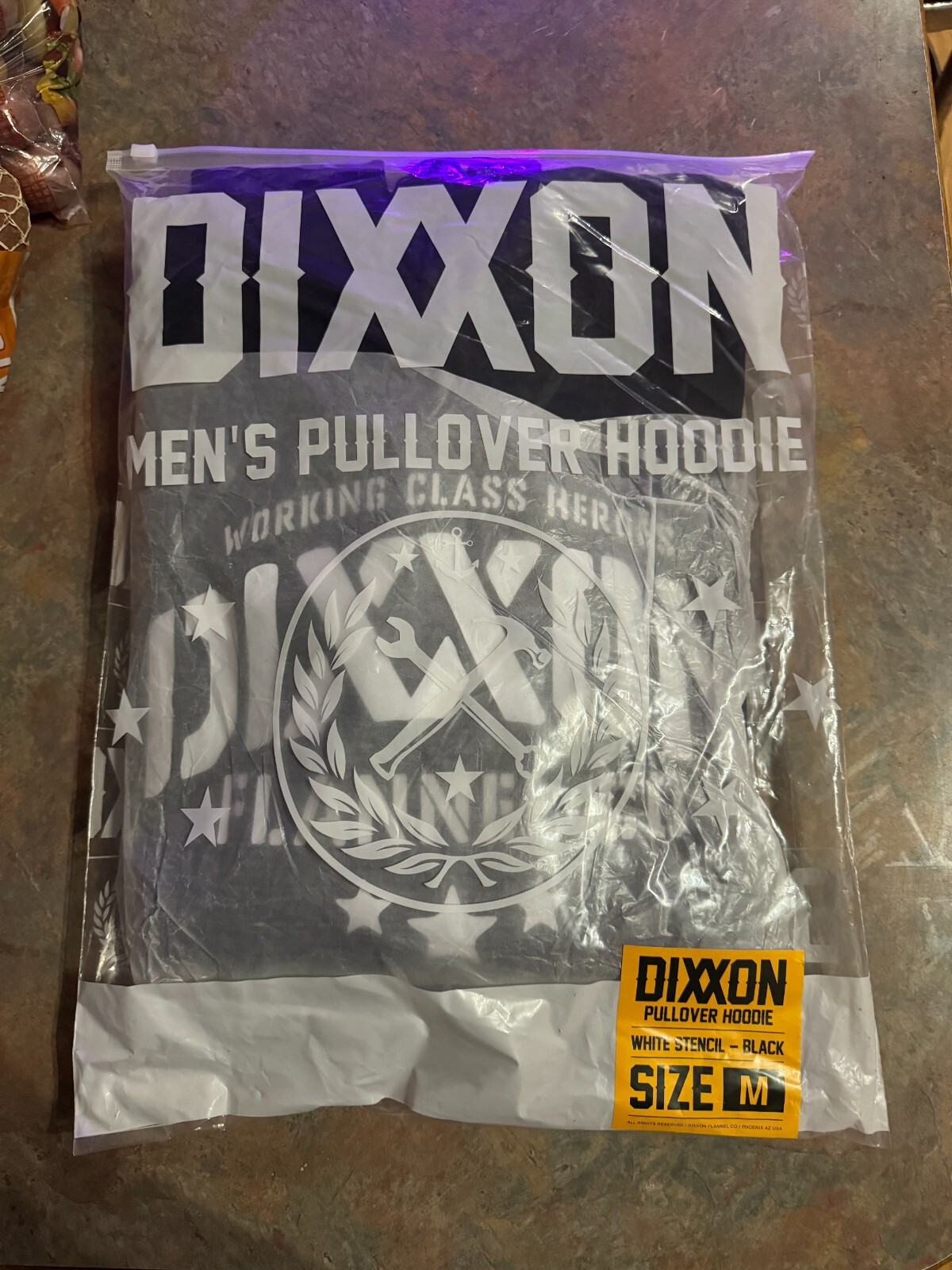Dixxon Flannel Co Men's Medium Black & White Stencil Logo Pullover Hoodie BNIB image 4