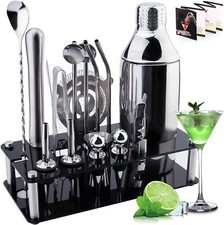 Cocktail Shaker Set 18 Pezzi Kit Set Cocktail 750Ml Kit Da Barman in Acciaio
