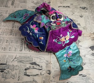 Antique Chinese silk festival hat, Tiger, 19th century, Qing dynasty hat