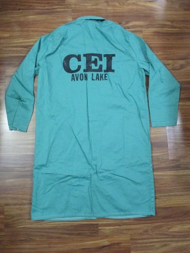 Vtg. Green Cleveland Electric Illuminating CEI Fire Resistant Lab Coat - XL