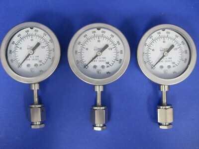 Pacific Scientific Gauge 0-160psi / 0-1000 kPa, 2.5'', 1/4'' FVCR, Lot of 2 Used