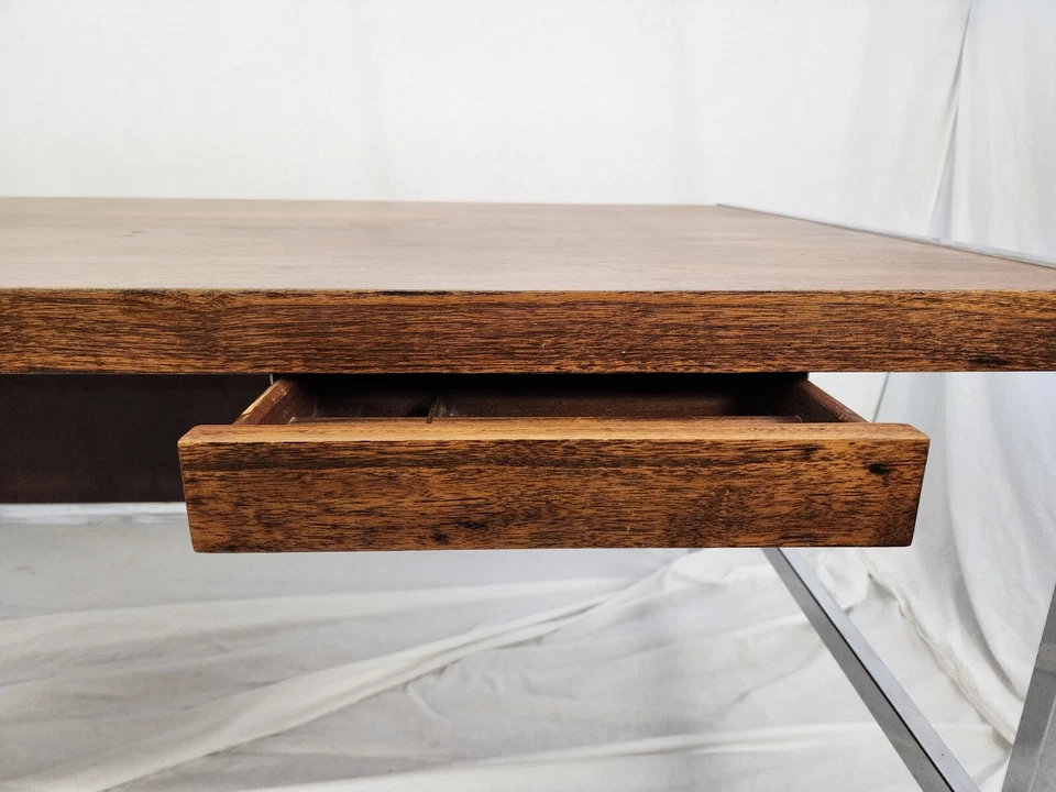 Vintage Mid Century Modern Desk Large Surface Area Chrome legs 2 drawers Sweet! - Image 3 of 4