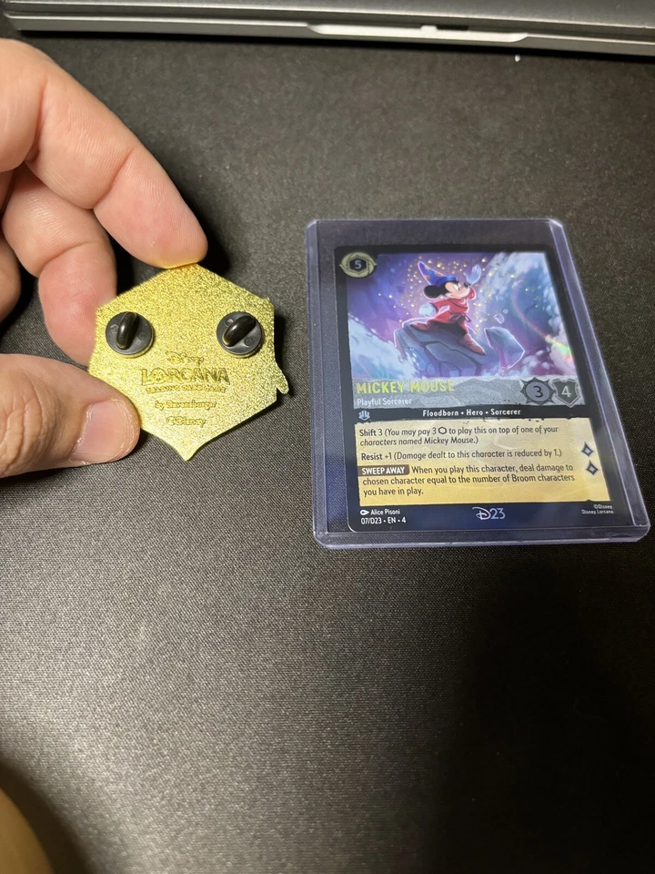 Disney D23 Expo Lorcana Promo Set Mickey Mouse Playful Sorcerer Card Pin Pack - Image 3 of 4