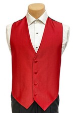 Men's Jean Yves Red Tuxedo Vest Formal Fullback Wedding Groom Prom L-Long LT