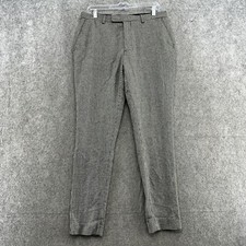 Asos Houndstooth Pants Mens 32 Brown Wool Blend Skinny Flat Front Dress Attire
