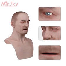 Realistic Silicone Men Mask Elderly Male Mask Old Face Headgear Disguise Cosplay
