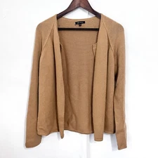 Anne Klein Cardigan Sweater Women Size Large Cotton Angora Rabbit Tan