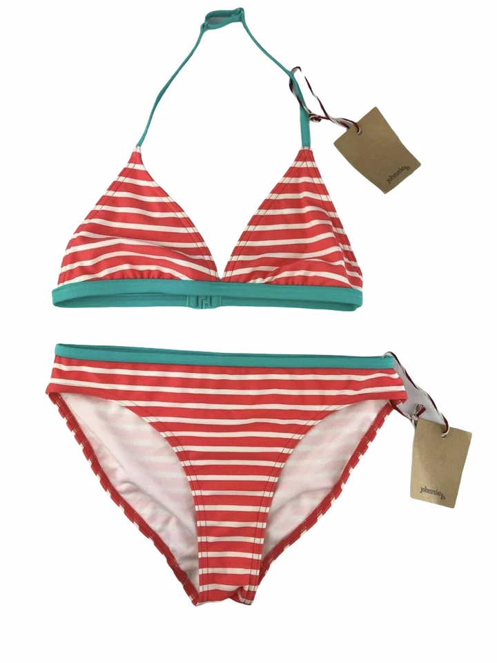 Nuevo con etiquetas Nuevo Traje de baño JohnnieB Niña Traje de baño Bikini Rayas Rosa Blanco Foto 2 de 4