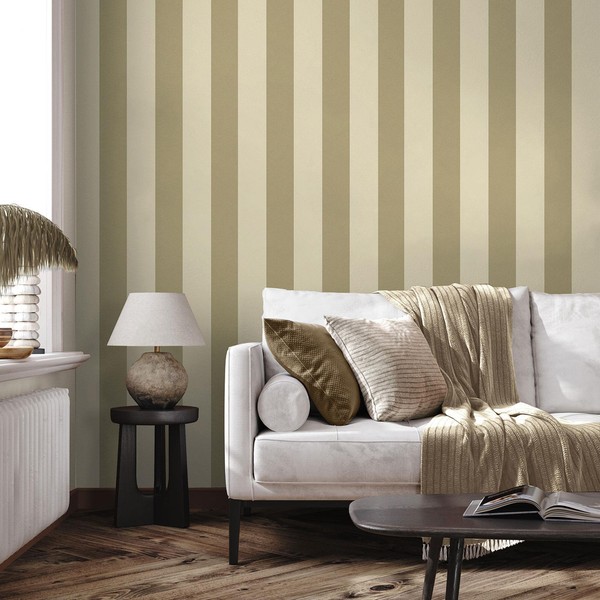 Fernhurst Streifen Tapete 1116 Beige Creme Akzentwand Waschbar Belgravia-image