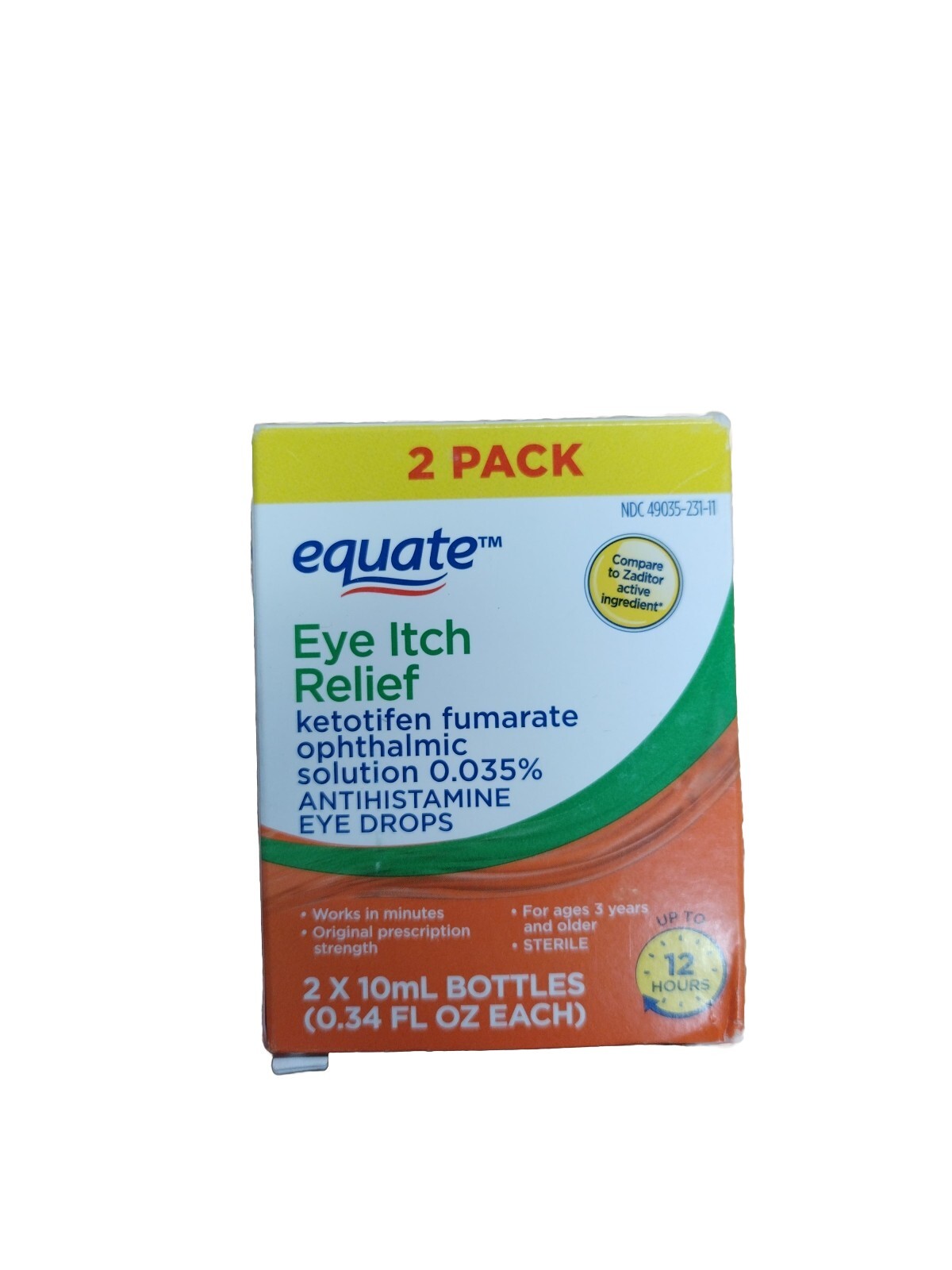 Equate Eye Itch Relief 2Pack Antihistamine Eye Drops 10mL Bottles Exp