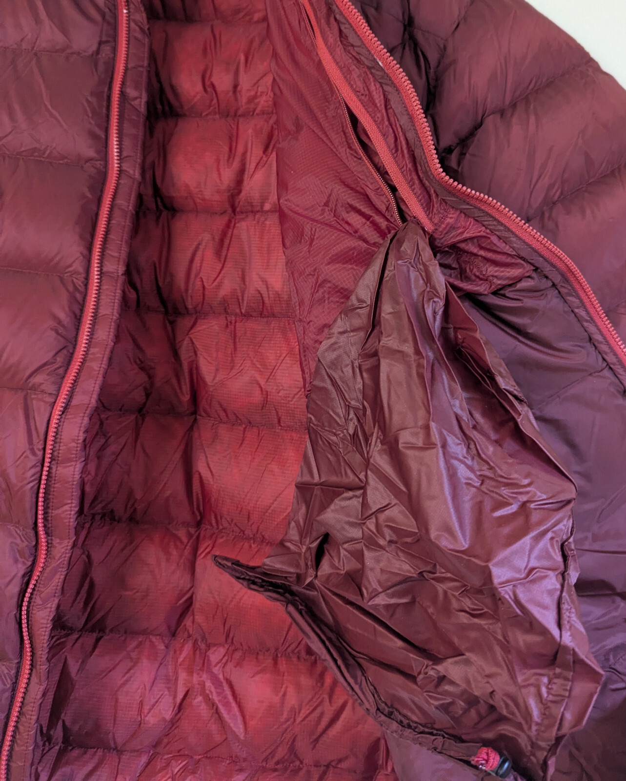 Arc'teryx Thorium piumino d'oca puffer jacket uomo XL bordeaux marrone 750 fill nuovo senza etichette