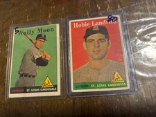 1958 Topps #210 Wally Moon Hobie Landrith St Louis Cardinals Baseball Cards