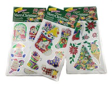 3-Pack Christmas Laser Holiday Stickers Reusable Peel  Stick Window Decorations