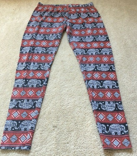TWEEN YOUTH GIRLS ANIMAL SAFARI ELEPHANT SOFT FITNESS PANTS LEGGINGS SZ M