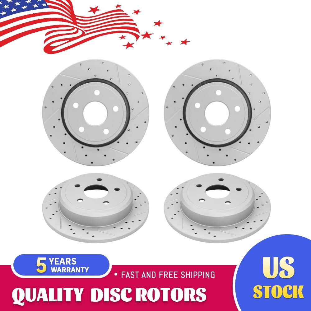 2007 Jeep Grand Cherokee Detroit Axle Front & Rear Drilled & Slotted Brake Rotors & Ceramic Pads Kit For 2005-2010 Jeep Grand Cherokee/Commander Front Rear Brake Rotor Kit Detroit Axle - Foto 2