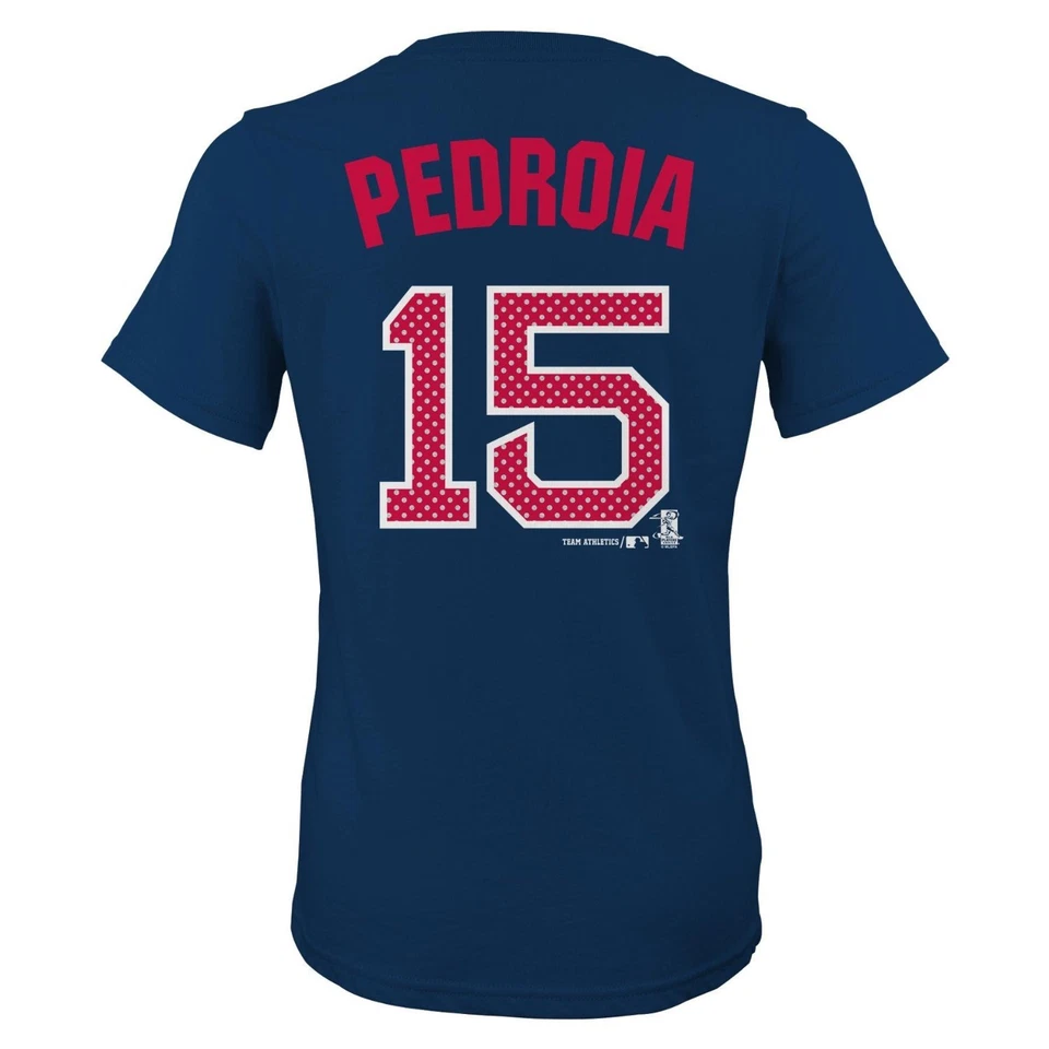 Camisetas de jugador Dustin Pedroia #15 de los Medias Rojas de Boston MLB para niñas pequeñas: tallas 2T-3T Foto 2 de 4