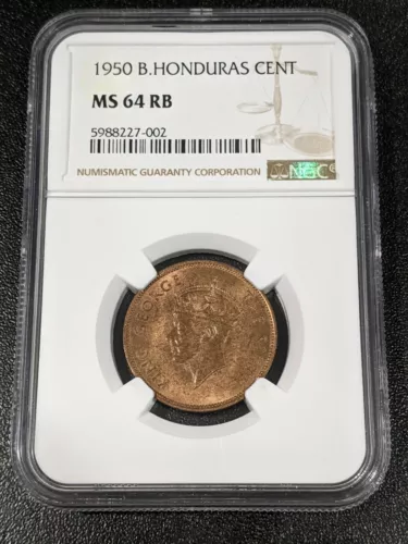 1950 MS64 RB British Honduras Cent NGC KM 24 Tough Date George VI Belize