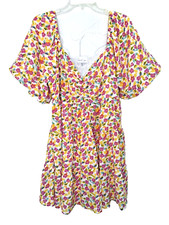 Sweet Lemon Baby Doll Ditsy Floral Ruffle Tier Mini Dress Size 1X Romantic Fem