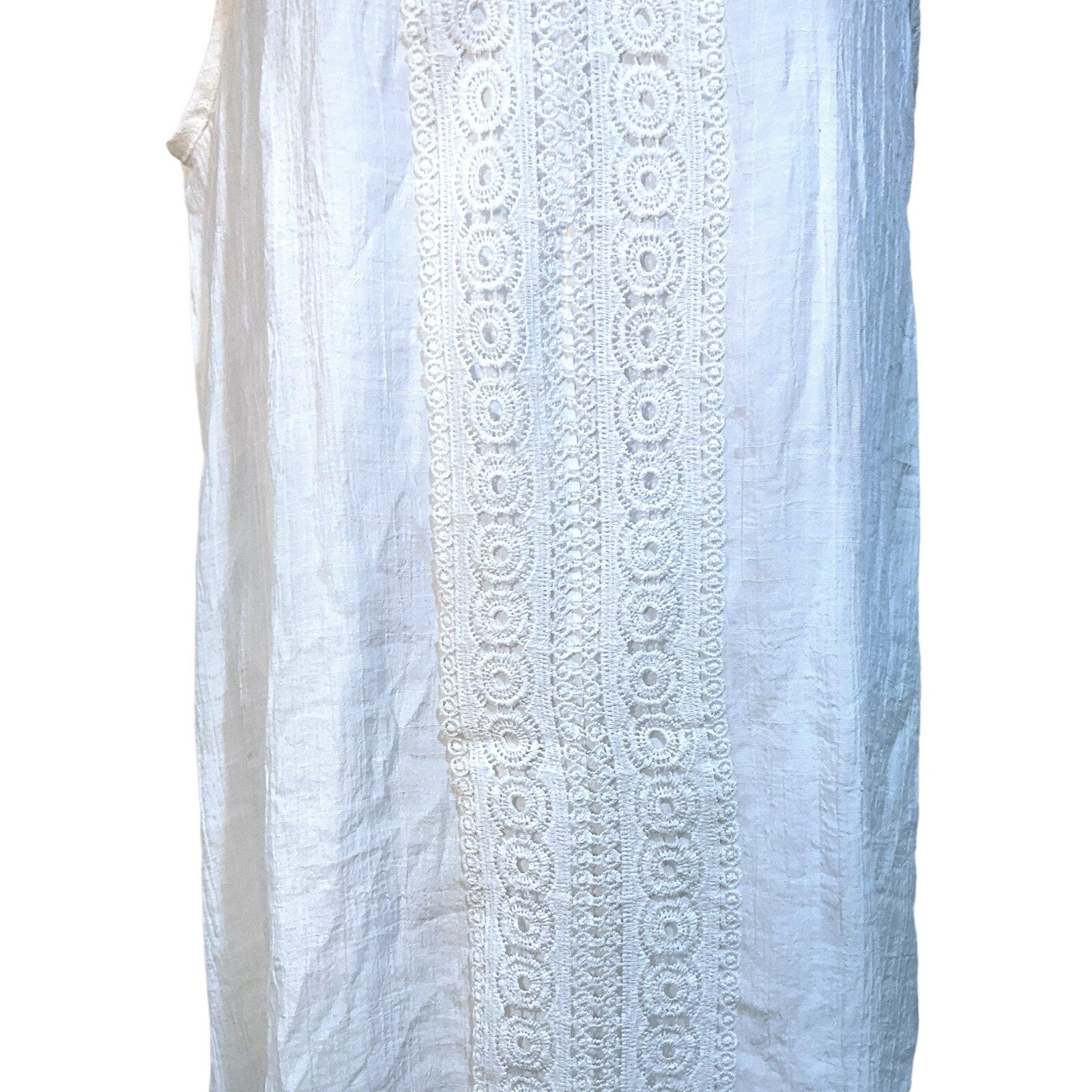 INDIGO ROSE Size L Crisp White Lace Detail Boho Sleeveless Summer Dress