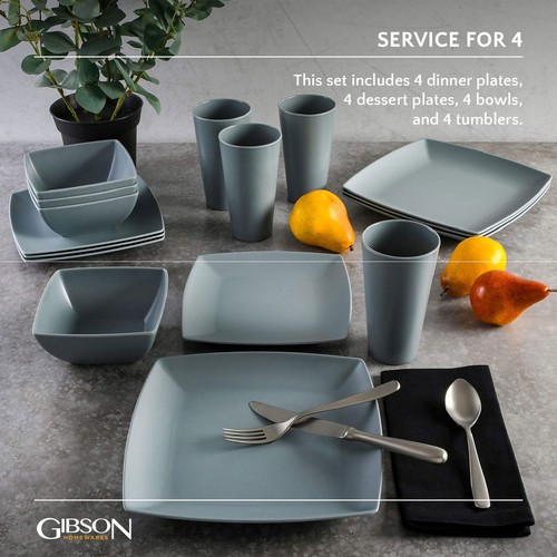 Gibson Home 16 Piece Melamine Dinnerware Set Plates, Bowls, & Cups (Open Box) - Picture 3 of 7