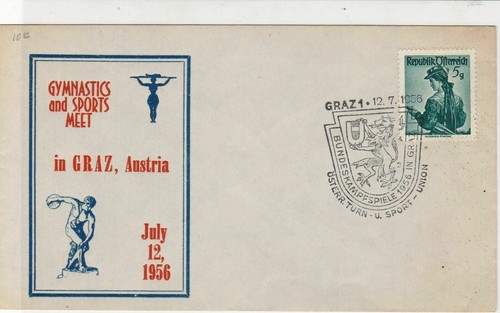 Austria 1956 Gymnastics + Sports Meet Slogan Crest Cancel Stamps Cover ref 22133 - 第 1/2 張圖片