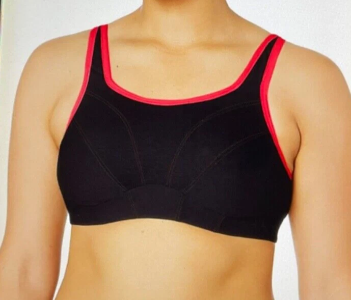GODDESS 6910 SUJETADOR DEPORTIVO COPA SUAVE NEGRO/ROJO, 40DD, NUEVO SIN ETIQUETAS Foto 2 de 4