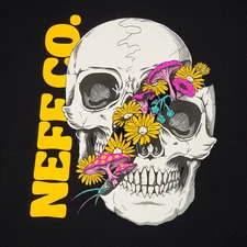 NEFF SHIRT Mens LARGE BLACK SKULL SURFER FLORAL SKATE OUTDOOR LIGHTWEIGHT NWT
