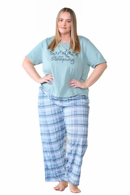 Ex Evans Pyjama Set Plus Size Cotton Bottoms Top Lounge Curve Night Wear  PJs UK
