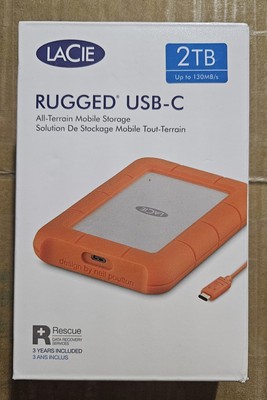 LaCie Rugged USB-C 2TB External Hard Drive Portable HDD *SEALED*