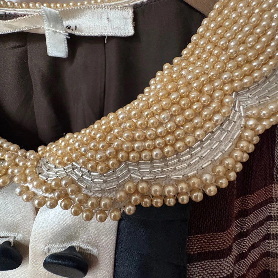 $749 3.1 PHILLIP LIM Plaid Wool Dress Peter Pan Pearl Collar Academia SIZE 6 EUC - Image 4 of 4