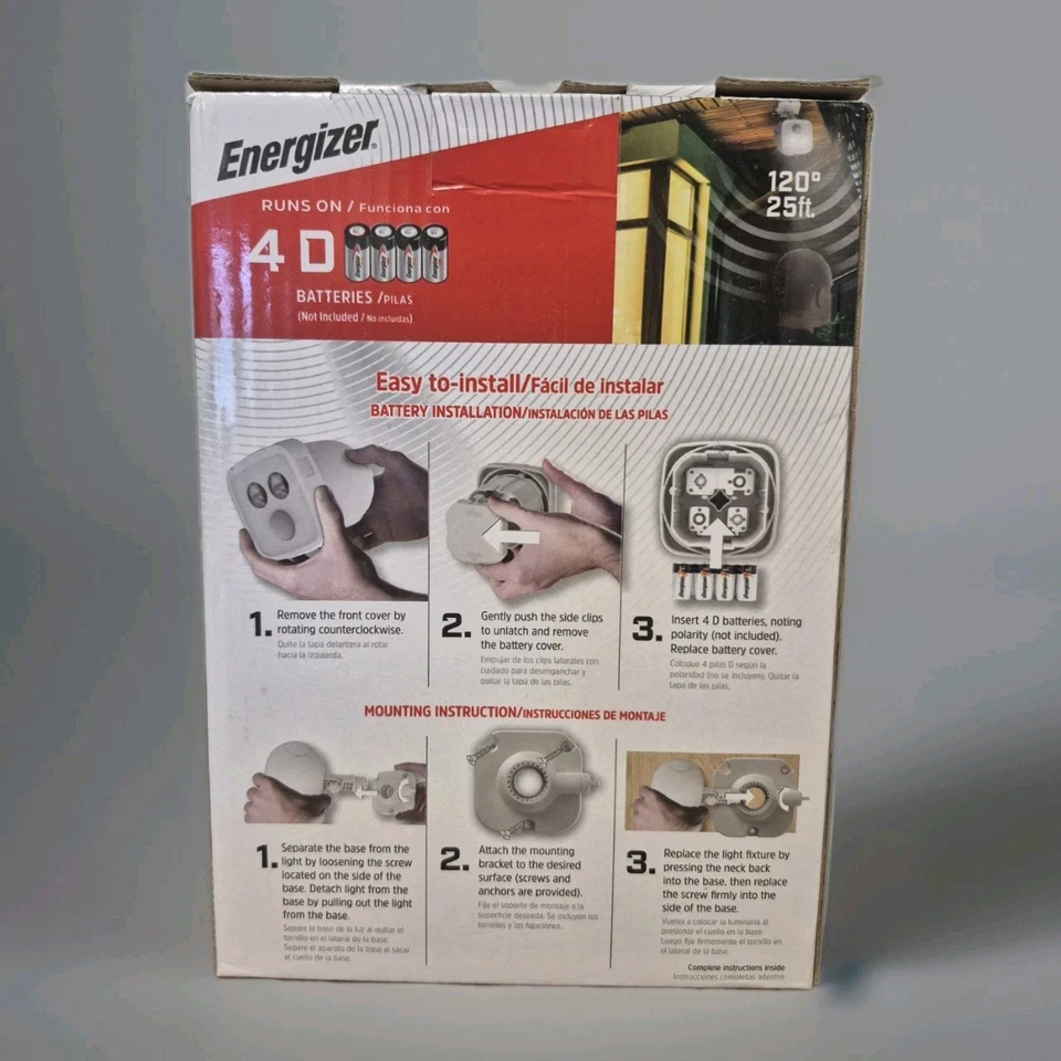 Foco LED activado por movimiento Energizer 400 lúmenes resistente a la intemperie nuevo Foto 4 de 4