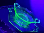 Vintage Green Uranium Depression Glass Bowl and Plate Both with Handles