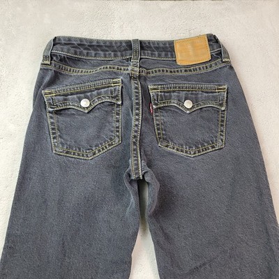 Levis Premium Noughties Bootcut Jeans Womens 27 Black Flap Pockets Stretch Denim