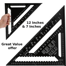 7" And 12" Triangle Ruler Metric Aluminum Alloy Angle Measuring Woodworking Tool