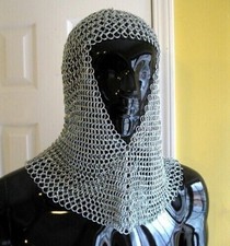 Medieval Coif, 10mm Aluminum Butted Chainmail Hood Coif Larp  Reenactment Armor