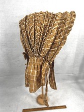 antique bonnet calash, caleche, collapsible folding cotton plaid replica 1800s