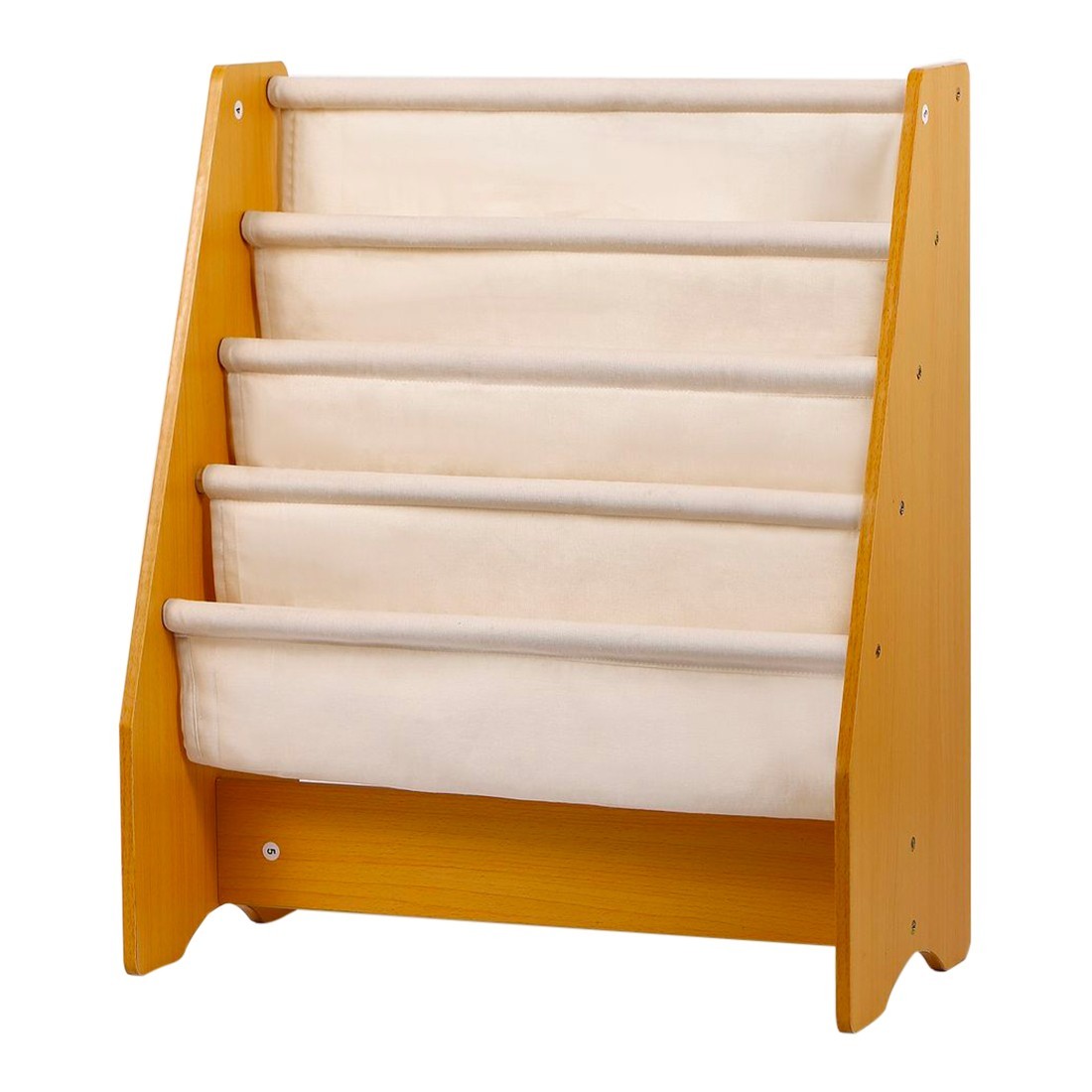 Libreria Bambini Legno e Tessuto Bianca e Naturale - 4 Livelli