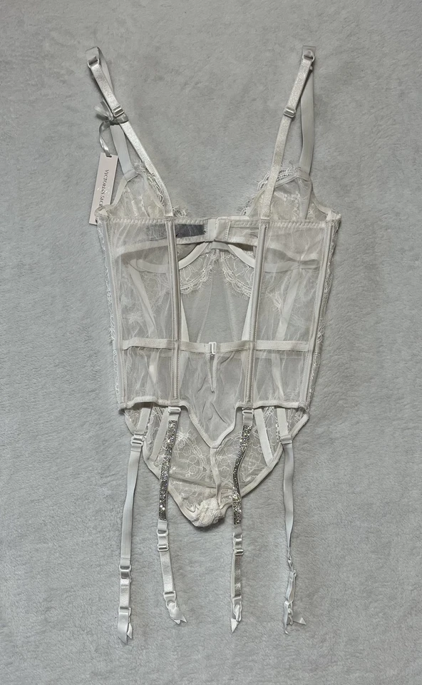 Victoria’s Secret Bustier Corsé Mujer Pequeño Encaje Estrás Lencería Nupcial Foto 2 de 4