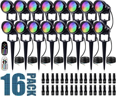 SUNVIE RGBW Low Voltage Landscape Lighting 12W LED Color Changing Black