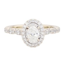.77ctw Oval Cut Diamond Halo Engagement Ring 14k White Gold Size 5.75