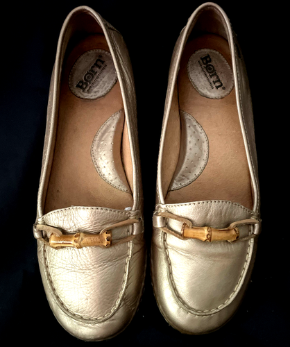 Mocassini mocassini slip on donna Born 8,5 bronzo pelle scarpe bambù OFFERTA - Foto 12 di 17