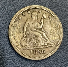 1856 Liberty Quarter Beautiful Engraving - Love Token - Caterpillars/Flower