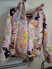 Warner Bros. Looney Tunes Members Only Hooded Puffer Jacket Women's Size Large